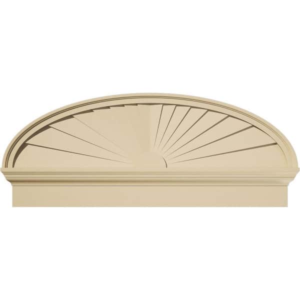 Ekena Millwork 42 in. W x 17-3/8 in. H x 2-3/4 in. P Elliptical Sunburst Signature Urethane Combination Pediment, Primed Tan