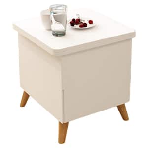 21.65 in. White Rectangle Expandable MDF Top Coffee Table