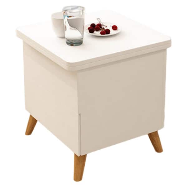 JASIWAY 21.65 in. White Rectangle Expandable MDF Top Coffee Table