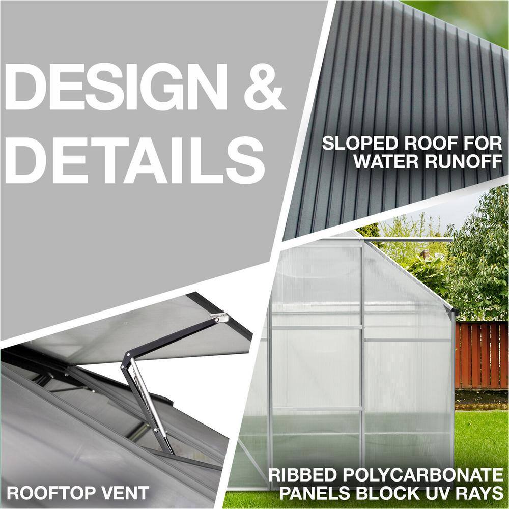 6 Ft. x 6 Ft. Clear Polycarbonate Aluminum Frame Greenhouse
