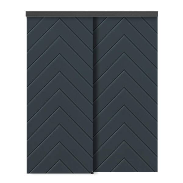 CALHOME 60 in. x 80 in. Hollow Core Charcoal Gray Stained Composite MDF Interior Double Closet Sliding Doors