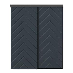 72 in. x 96 in. Hollow Core Charcoal Gray Stained Composite MDF Interior Double Closet Sliding Doors