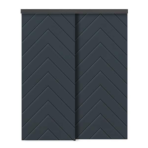 CALHOME 72 in. x 96 in. Hollow Core Charcoal Gray Stained Composite MDF Interior Double Closet Sliding Doors
