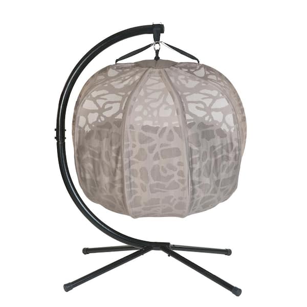 FlowerHouse 5.5 ft. Free Standing Hanging Cushion Egg Chair Hammock with Stand in Sand Branch FHEC100-BRANCH - The Home Depot