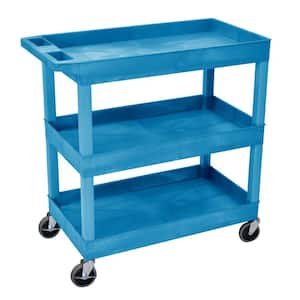 18 in. x 35 in. 3-Tub Shelf Utility Cart, Blue