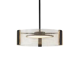 37-Watt 1-Light Black Modern Integrated LED Pendant Light with Acrylic Shade