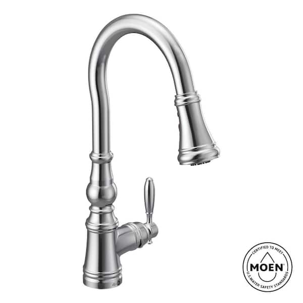 Weymouth Chrome 16.73 in. H Pull Down Sprayer Kitchen Faucet with 360 Degree Spout Swivel and Power Boost