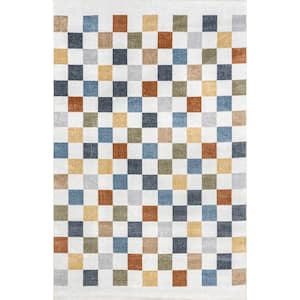 Naya Multicolor 10 ft. x 14 ft. Checkered Machine Washable Area Rug