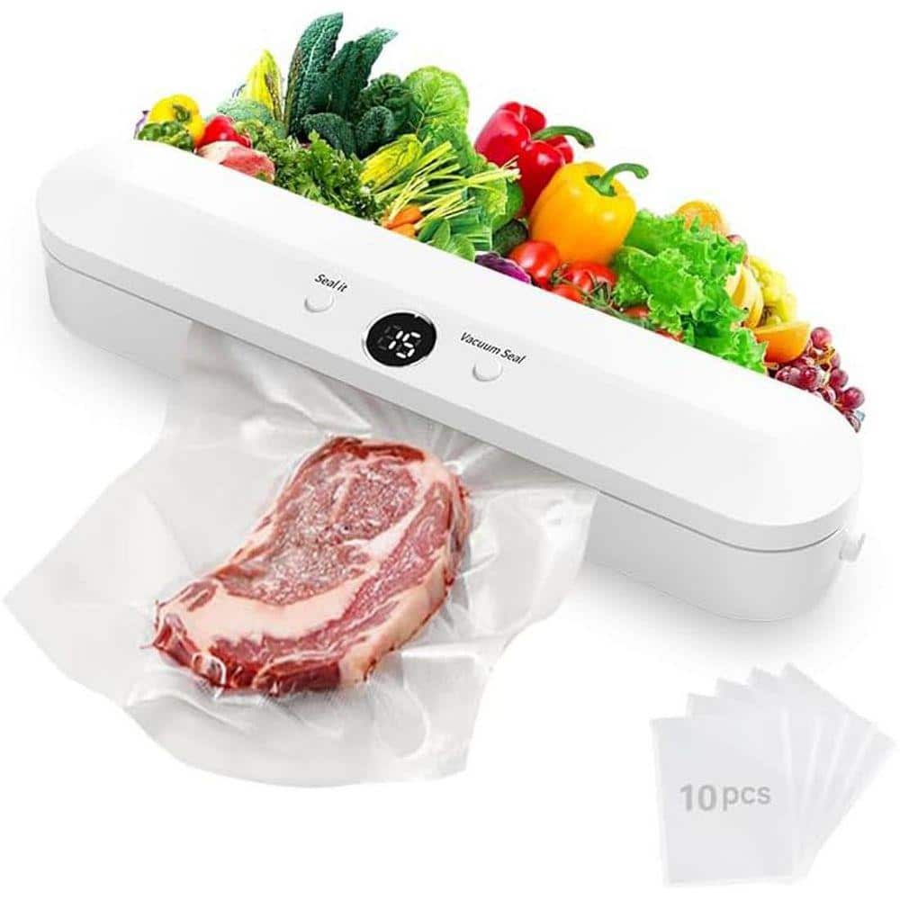 Compact White Food Vacuum Sealer with Dry and Moist Modes and 11