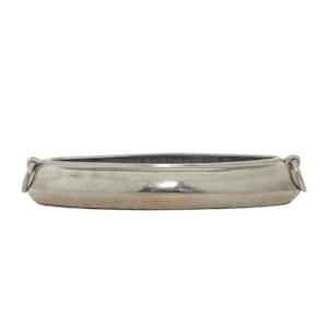 Silver Aluminum Decorative Bowl with Ring Handles