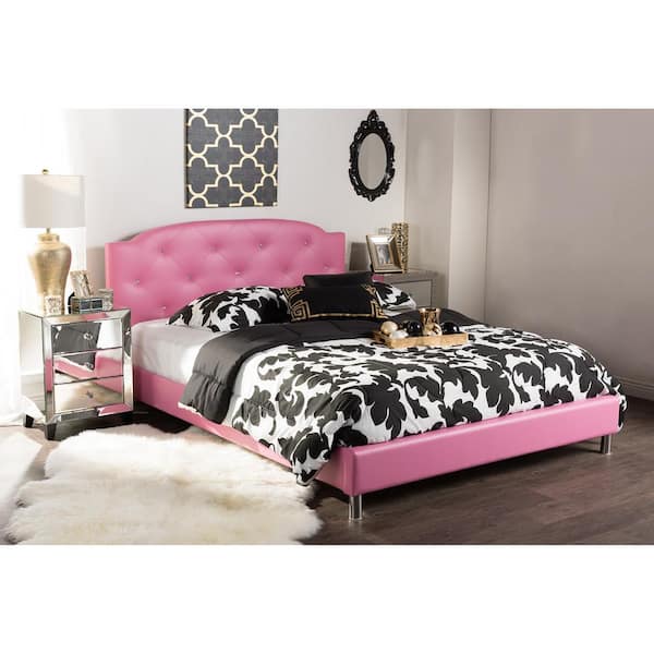 Baxton Studio Canterbury Pink Queen Upholstered Bed 28862 6787 HD