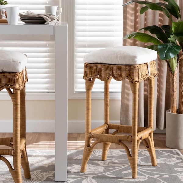 Muy 29.5 in. Honey Rattan Bar Stool
