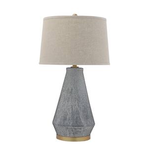 30 in. Blue Table Lamp with Linen Shade