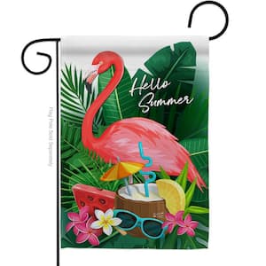 13 in. x 18.5 in. Flamingo Summer Coastal Double-Sided Garden Flag Coastal Decorative Vertical Flags