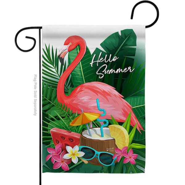 13 in. x 18.5 in. Flamingo Summer Coastal Double-Sided Garden Flag Coastal Decorative Vertical Flags