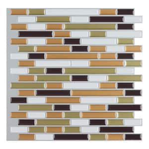 12 in. x 12 in. Vinyl Multi-color Self-Adhesive Decorative Wall Tile Backsplash for Kitchen (10-Pack)