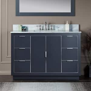 Venice 49 in.W x 22 in.D x 38 in.H Bath Vanity in Gray with Marble Vanity Top in White with White Sink