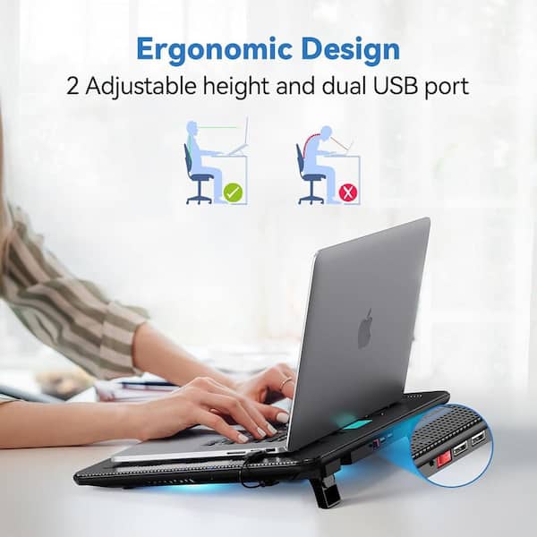 Yichuhaoxi Portable Slim Laptop Cooling Pad Stand with 3 Blue LED