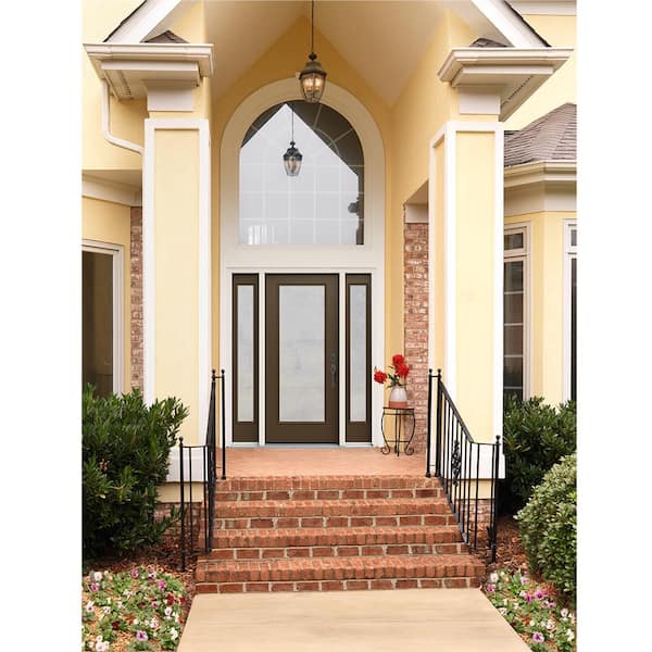 36 in. x 80 in. Left-Hand/Inswing Full Lite Micro-Granite Frosted Glass Dark Chocolate Steel Prehung Front Door