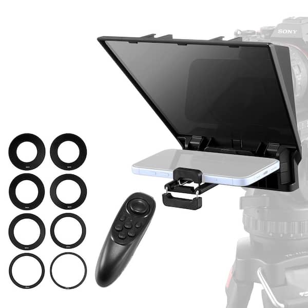 Teleprompter 8in. Aluminum Alloy Desktop Prompter with Adjustable Spectroscope Remote Control for Live Streaming