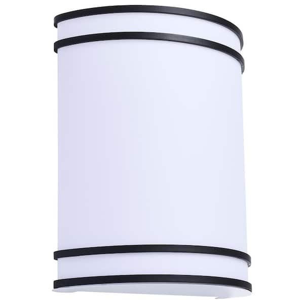 Glamour Contemporary 1-Light Black Dimmable Selectable CCT Integrated LED Wall Sconce with White Acrylic Lens