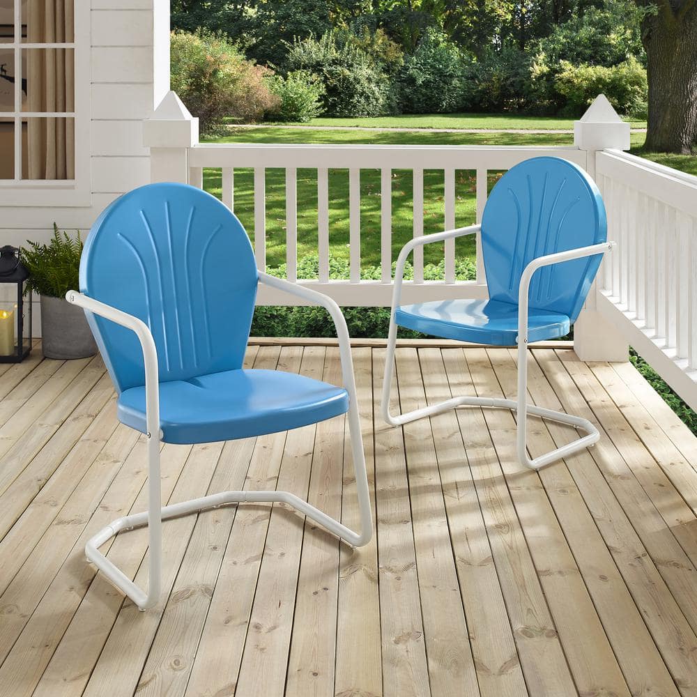 Sky Blue Griffith 34.5'' Sturdy Steel Outdoor Dining Chair