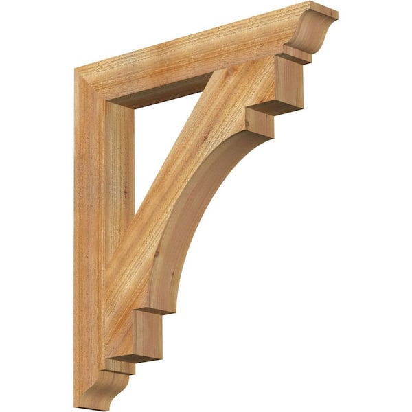 Ekena Millwork 4 in. x 32 in. x 28 in. Western Red Cedar Merced Traditional Rough Sawn Bracket