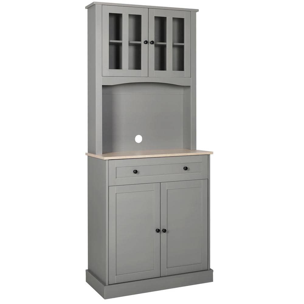 VEIKOUS 72 in. H Gray Kitchen Pantry Organizers with Buffet Cupboard