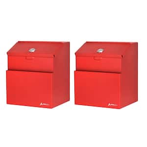 Wall Mountable Steel Locking Suggestion Box in Red (2-Pack)