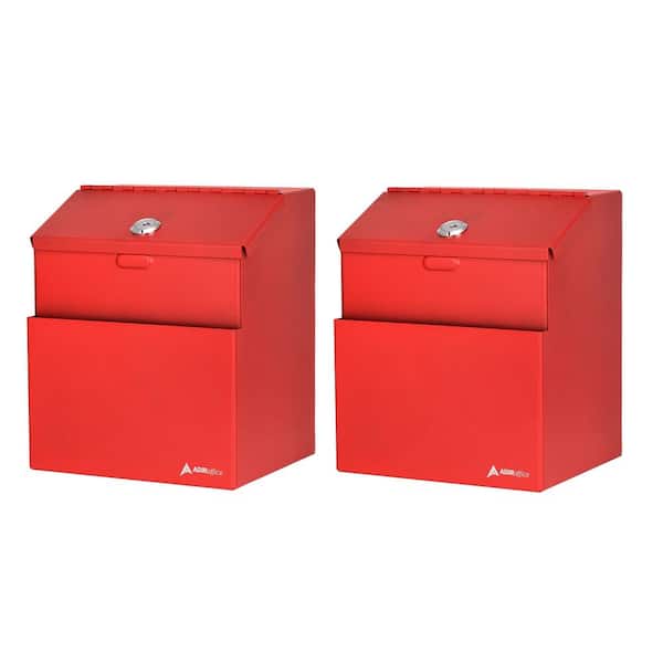 AdirOffice Wall Mountable Steel Locking Suggestion Box in Red (2-Pack)