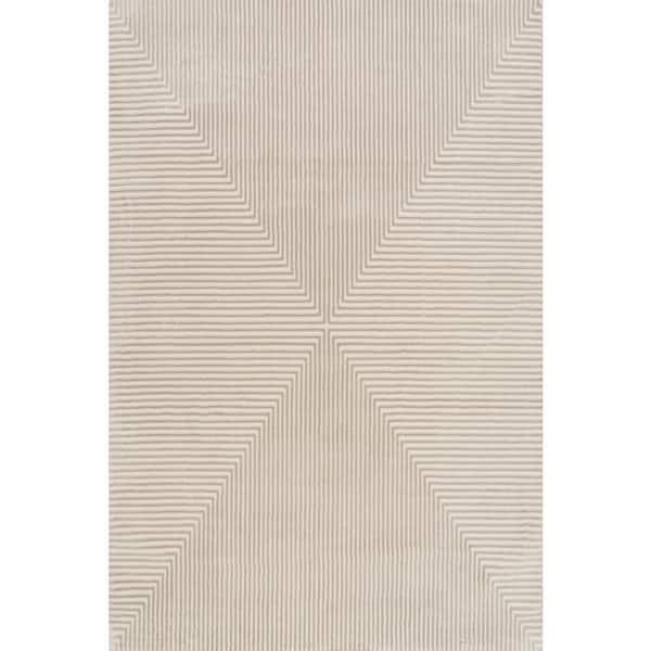 Vaelina Mid-Century Geomeric Area Cream/Grey 5 ft. x 8 ft. Indoor Area Rug