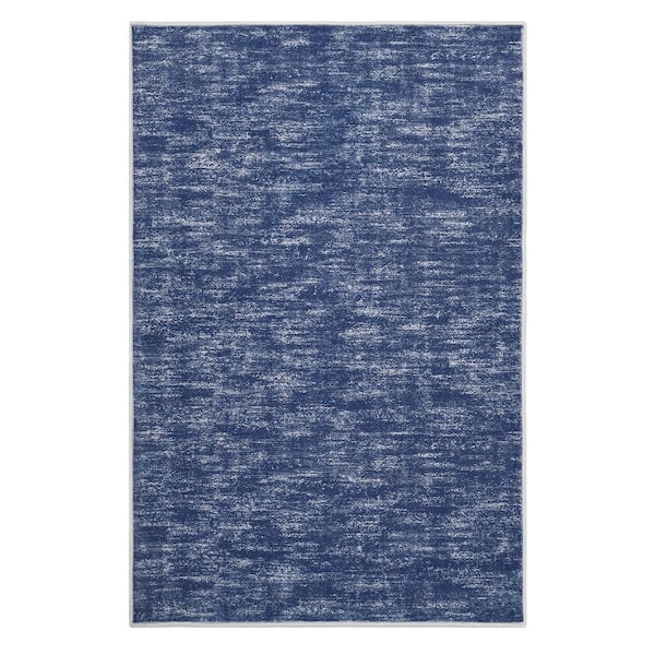 GlowSol Blue 5 ft. x 7 ft. Solid Contemporary Indoor Area Rug