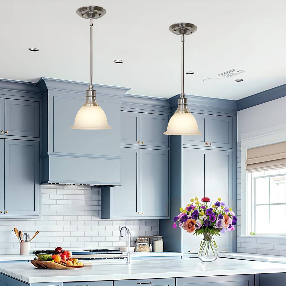 Ellie 8" Modern Mini Pendant Light with Frosted Glass & Brushed Nickel Finish