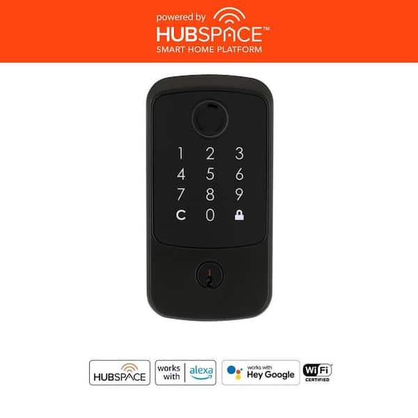 Square Fingerprint Aged Bronze Electronic Single Cylinder Deadbolt Wi-Fi Enabled Powered by Hubspace