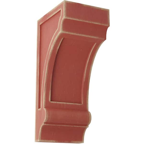 Ekena Millwork 5-1/2 in. x 14 in. x 7 in. Salvage Red Diane Recessed Wood Vintage Decor Corbel