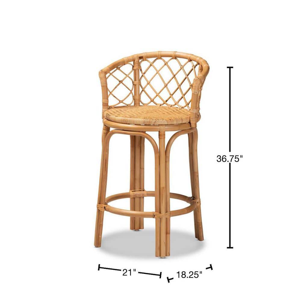 Serene Bohemian Natural Brown Rattan Adjustable Counter Stool