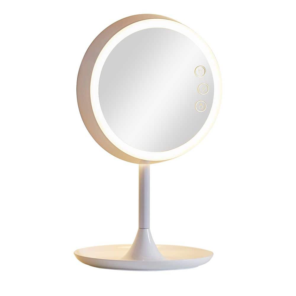 12.5 in. H White LED Touch Standard Task and Reading Desk Lamp with Lighted Make-up Mirror price history on PriceWatchPro
