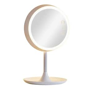 12.5 in. H White LED Touch Standard Task and Reading Desk Lamp with Lighted Make-up Mirror