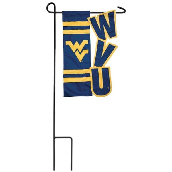 1 ft. x 1-1/2 ft. West Virginia University 2-Sided Garden Flag with 3-2/3 ft. Metal Flagpole