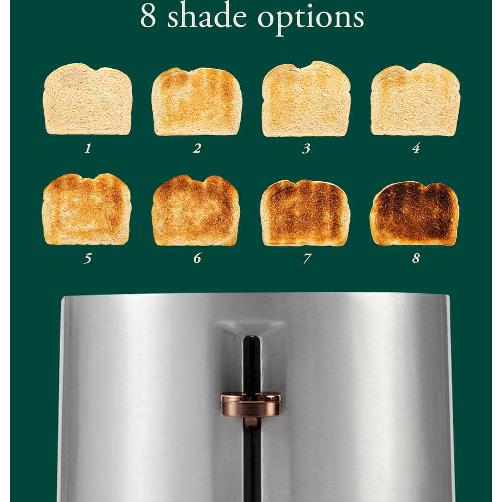 Stainless Steel 2-Slice Toaster with Copper Accents and Wide Slots