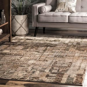Lilly Abstract Brown 5 ft. x 8 ft. Area Rug
