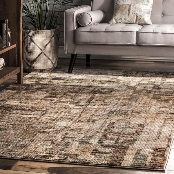 Lilly Abstract Brown 5 ft. x 8 ft. Area Rug