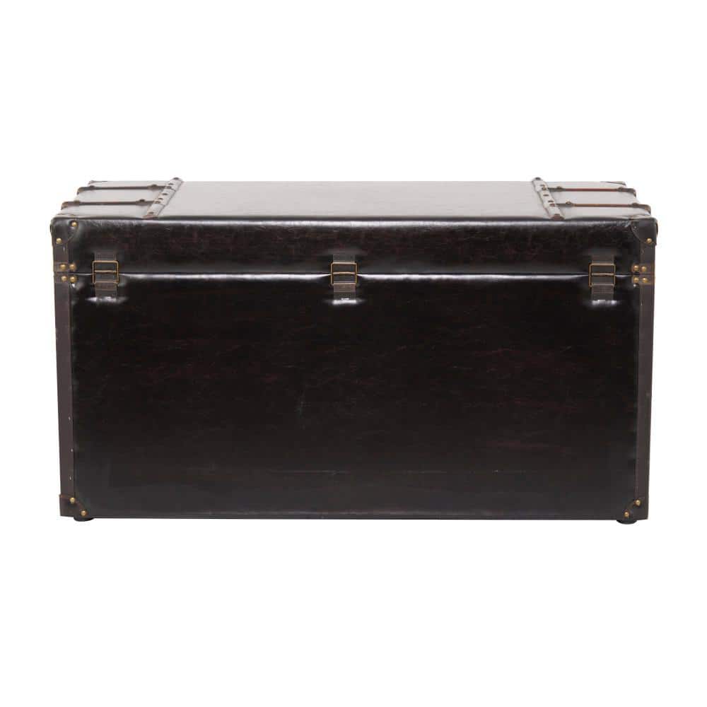 Vintage Brown Wood Trunk Coffee Table with Storage