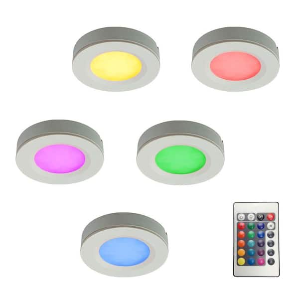 Illume Lighting 5-Piece RGB LED Puck Light Kit with 12-Volt Plug-In Driver and Remote Controller