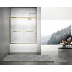 Frameless Sliding Tub Door in Brushed Gold with Clear Glass