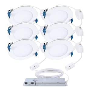 QuickLink Low Voltage, 4 in. Selectable CCT 2700-5000K, 600 Lumens, Slim Canless LED Starter Kit-6 pack, 0-10V Dimmable