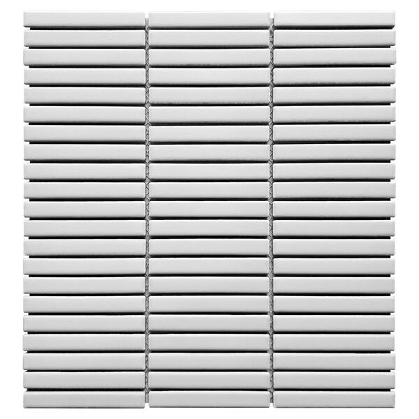 MOLOVO Porcetile Matte White 11.2 in. x 11.91 in. Stacked Porcelain Mosaic Wall and Floor Tile (9.3 sq. ft./Case)