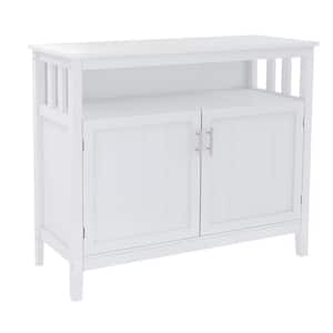 White Wood 39.96 in. Kitchen Storage Sideboard and Buffet Server Cabinet