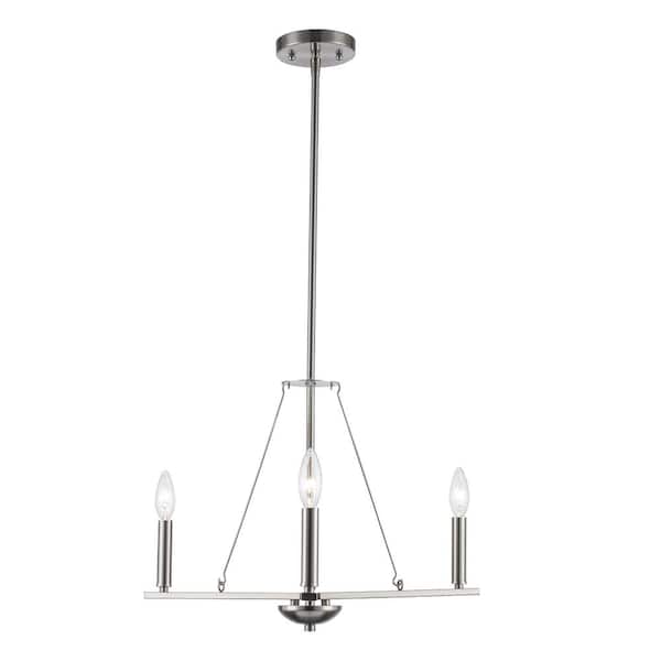 Bel Air Lighting Linden 3-Light Brushed Nickel Candle Chandelier