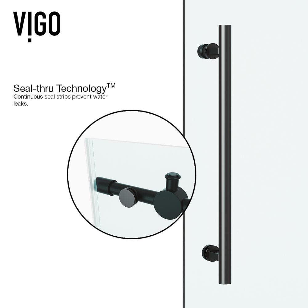 Winslow Matte Black Frameless Sliding Shower Enclosure with Clear Glass